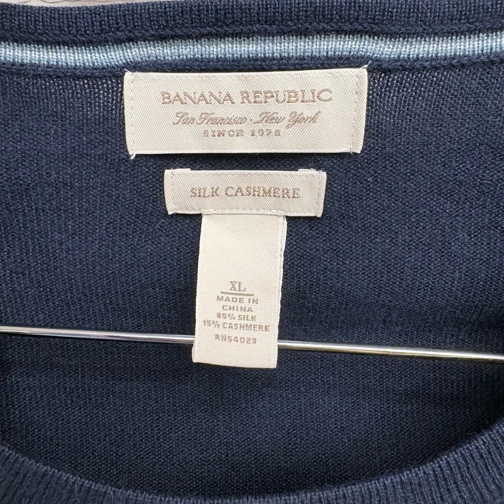 Banana Republic Mens XL Navy Blue Silk Cashmere Crewneck Sweater 525913-04